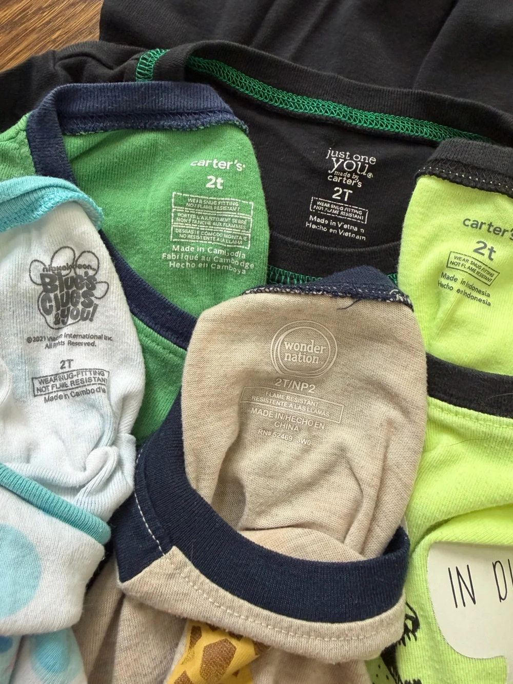 Toddler pajama set bundle, size 2T (5 sets)
